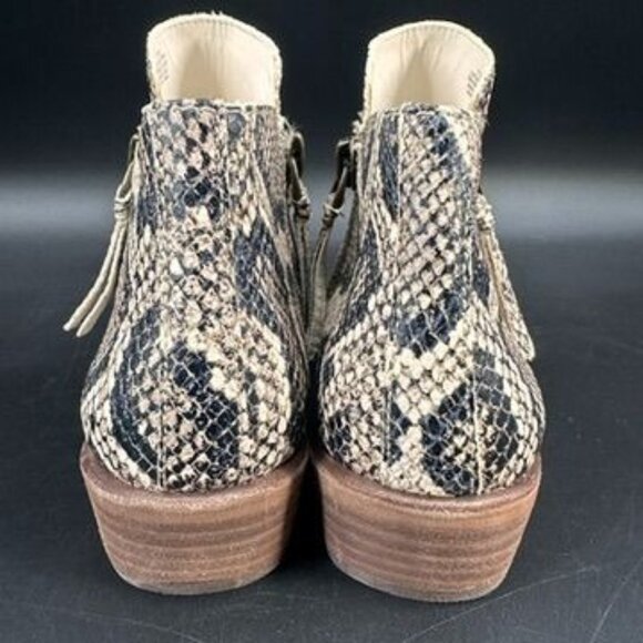 NEW Gianni Bini Snakeskin Snake Print Leather Zip Side Ankle Boots Booties Size - Picture 2 of 13
